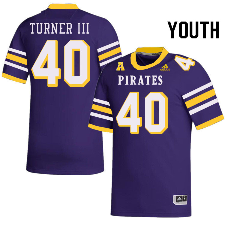 Youth #40 Greg Turner III ECU Pirates College Football Jerseys Stitched-Throwback